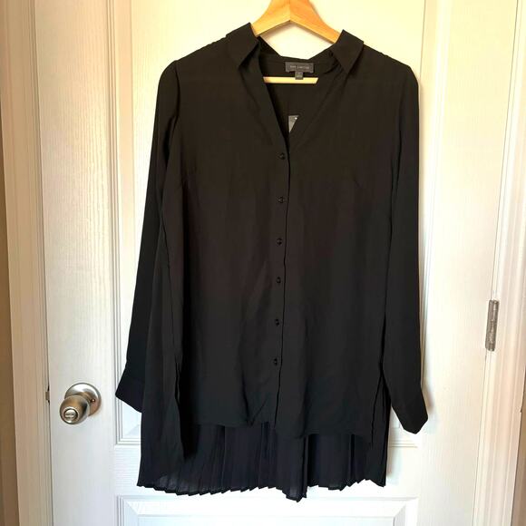 The Limited NWT Wms S Black Button Up Tunic Blouse High Low Dk Academia Career - Picture 9 of 9